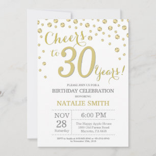 Convite de Diamante Brilhante Dourado de 30 Anos d