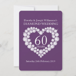 Convite de diamante de casamento coração 60 festa