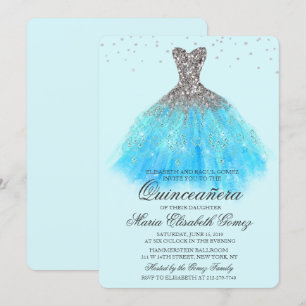 Convite de Diamante de Vestido de Brilho de Quince