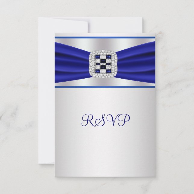 Convite de Diamante Safira Azul RSVP (Frente)