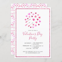 Convite de dias de os namorados e setas cor-de-ros