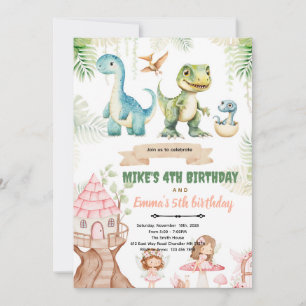 convite de Dinossauro e Fada da Floresta