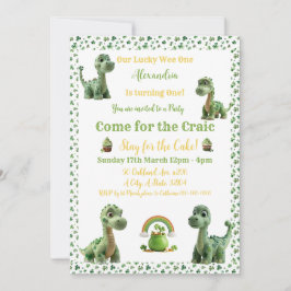 Convite de Dinossauro Lucky One do St Patricks