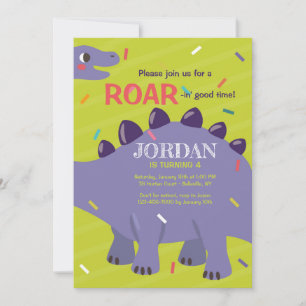 Convite de Dinossauro Roxo