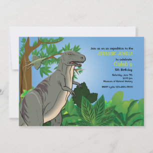 Convite de Dinossauro T-Rex na Floresta