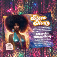Convite de Disco Diva Afro-Americana Disco dos Ano
