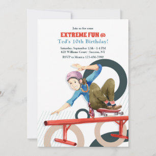 Convite de Diversão Extrema para Skateboardistas