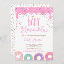 Convite de Donut Baby Sprinkle Espalhado Com Amor