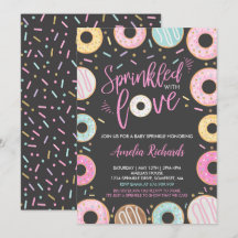 Convite de Donut Baby Sprinkle Espalhado Com Amor