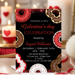 Convite de Donuts para Festa do Dia de Galentine