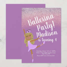 Convite de Doodle de Festa de Bailarina Fofa