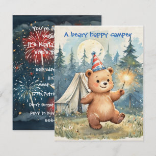 Convite de Download Digital Beary Happy Camper