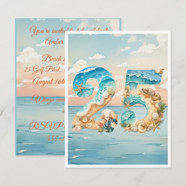 Convite de Download Digital Tema Oceano para Anive (Frente/Verso)