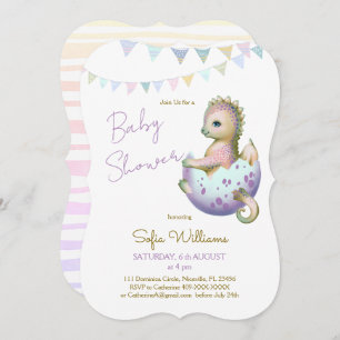 Convite de dragão bonito para chá de fraldas