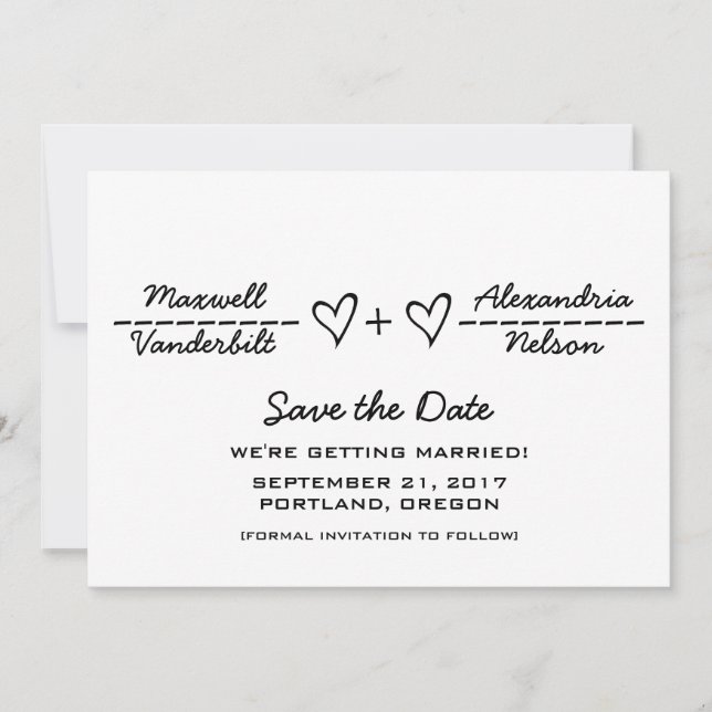 Convite de Ebony Heart Equation Save the Date (Frente)