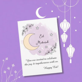 Convite de Eid com Arte de Linha de Lavanda Person