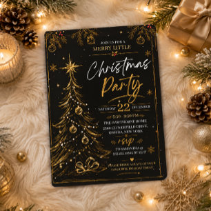 Convite de Elegância para Festa de Natal Dourado