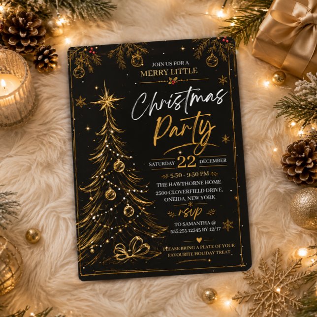 Convite de Elegância para Festa de Natal Dourado (Criador carregado)