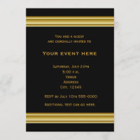 Convite de Elegância Preta e Dourada