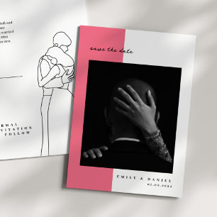 Convite de Elegância Rosa para Salvar a Data do Ca