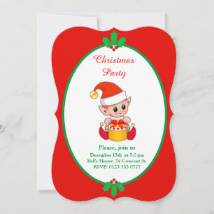 Convite de Elfo de Natal Fofo