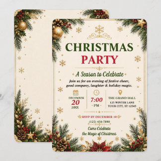 Convite de Encontro de Natal em Marfim Luxuoso