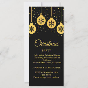 Convite de Enfeites de Natal em Ouro para Árvore d