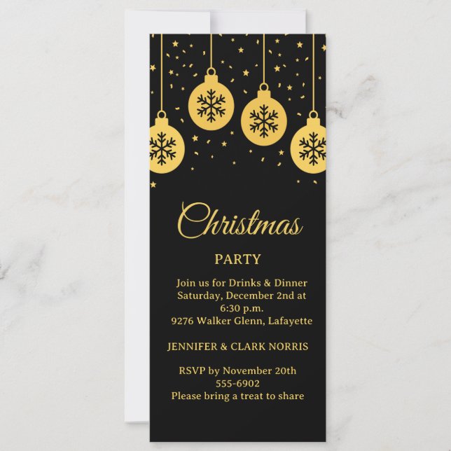 Convite de Enfeites de Natal em Ouro para Árvore d (Frente)