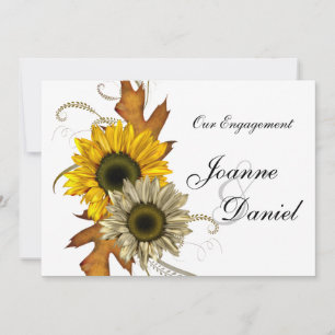 Convite de Engajamento Floral de Girassol Branco A