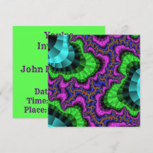 Convite de Engrenagem Verde Roxo Personalizado