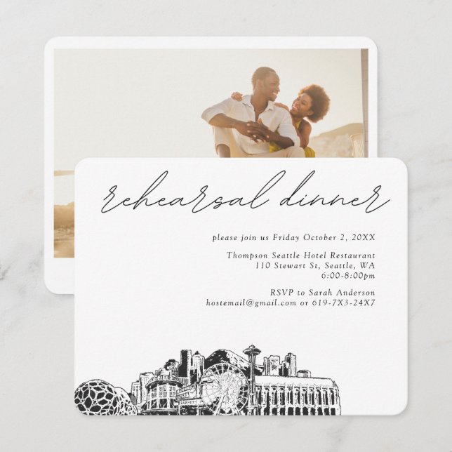 Convite de Ensaio de Casamento em Seattle - Cartão (Frente/Verso)