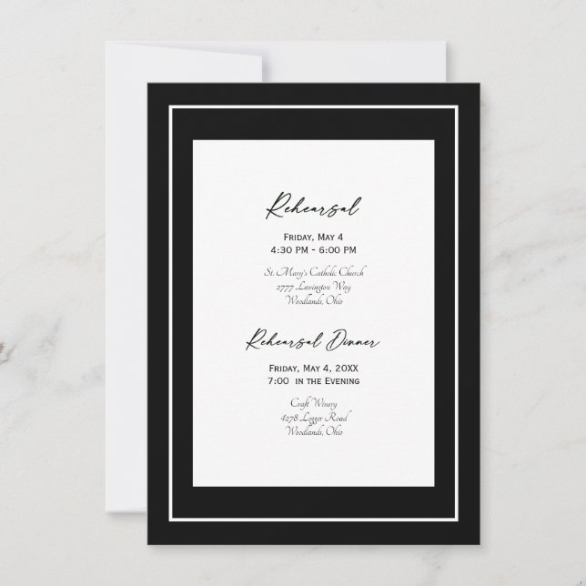 Convite de Ensaio de Casamento Preto e Branco Eleg (Frente)