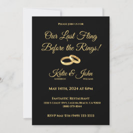 Convite de Ensaios de Casamento-Preto e Dourado-