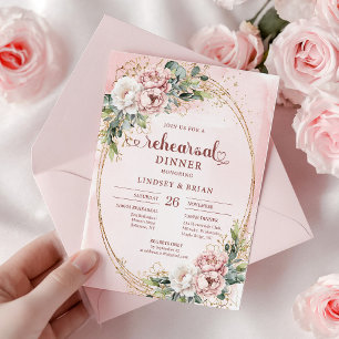 Convite de Ensaios de Flores Rosa Claro Boho Jardi
