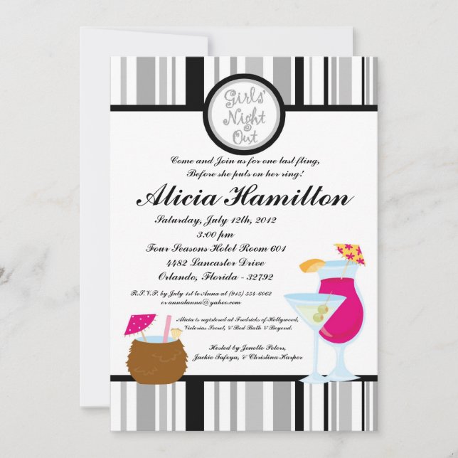 Convite de esqueleto Silver Cocktails 5x7 (Frente)