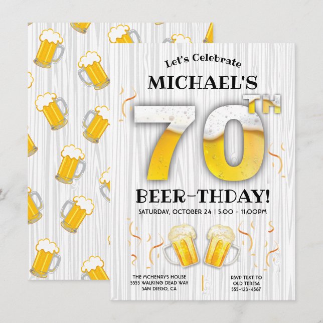 Convite de Etapa de Festa de aniversário de Cervej (Frente/Verso)