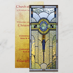 convite de evento da igreja art déco de vitral