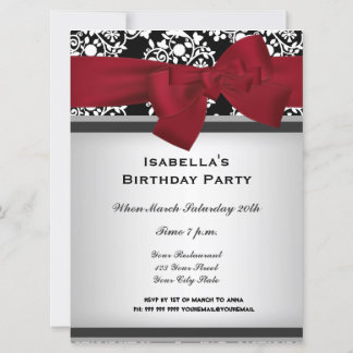 Convite de Evento Damask Vermelho grande