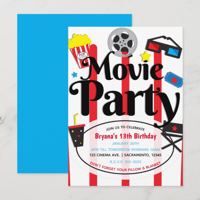 Convite de Evento de Cinema de Aniversário de Film (Frente/Verso)