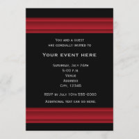 Convite de Evento de Festa Elegante Preto e Vermel