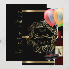 Convite de Evento de Festa Preto e Dourado Elegant