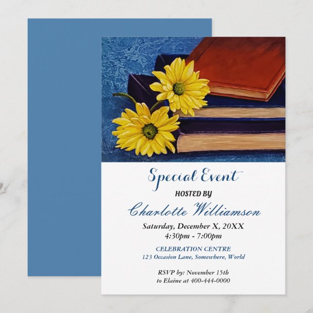 CONVITE DE EVENTO DE PARTES DE CLUBE DE LIVRO (Frente/Verso)