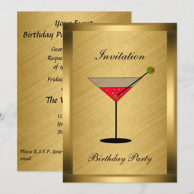 Convite de Evento Elegante a Ouro (Frente/Verso)