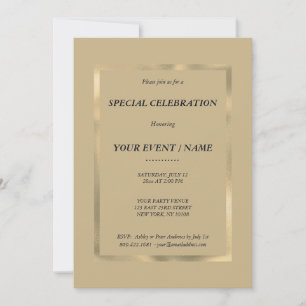 Convite de Evento Especial marrom claro dourado el