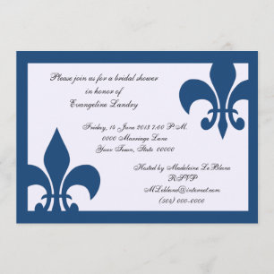 Convite de evento Fleur de Lis Azul Escuro