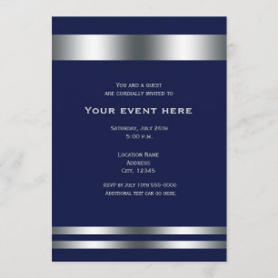 Convite de Evento para Jantar Elegante Azul Prata