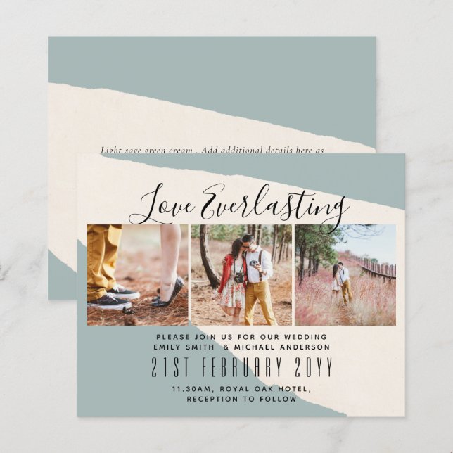 Convite de Everduradouro para evento de casamento  (Frente/Verso)