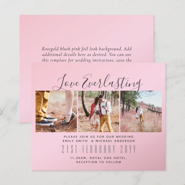 Convite de Everduradouro para evento de casamento  (Frente/Verso)