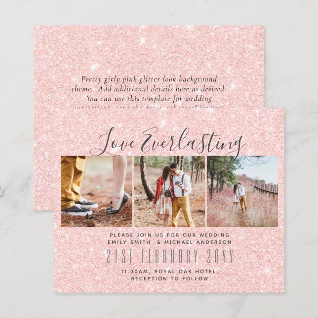 Convite de Everduradouro para evento de casamento  (Frente/Verso)