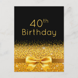 convite de faísca de ouro preto para aniversário d